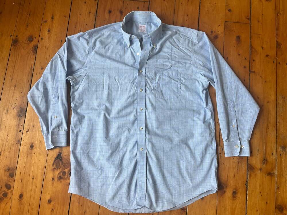 Brooks Brothers The Original Polo Shirt Long Sleeve Light Blue Plaid Button Down